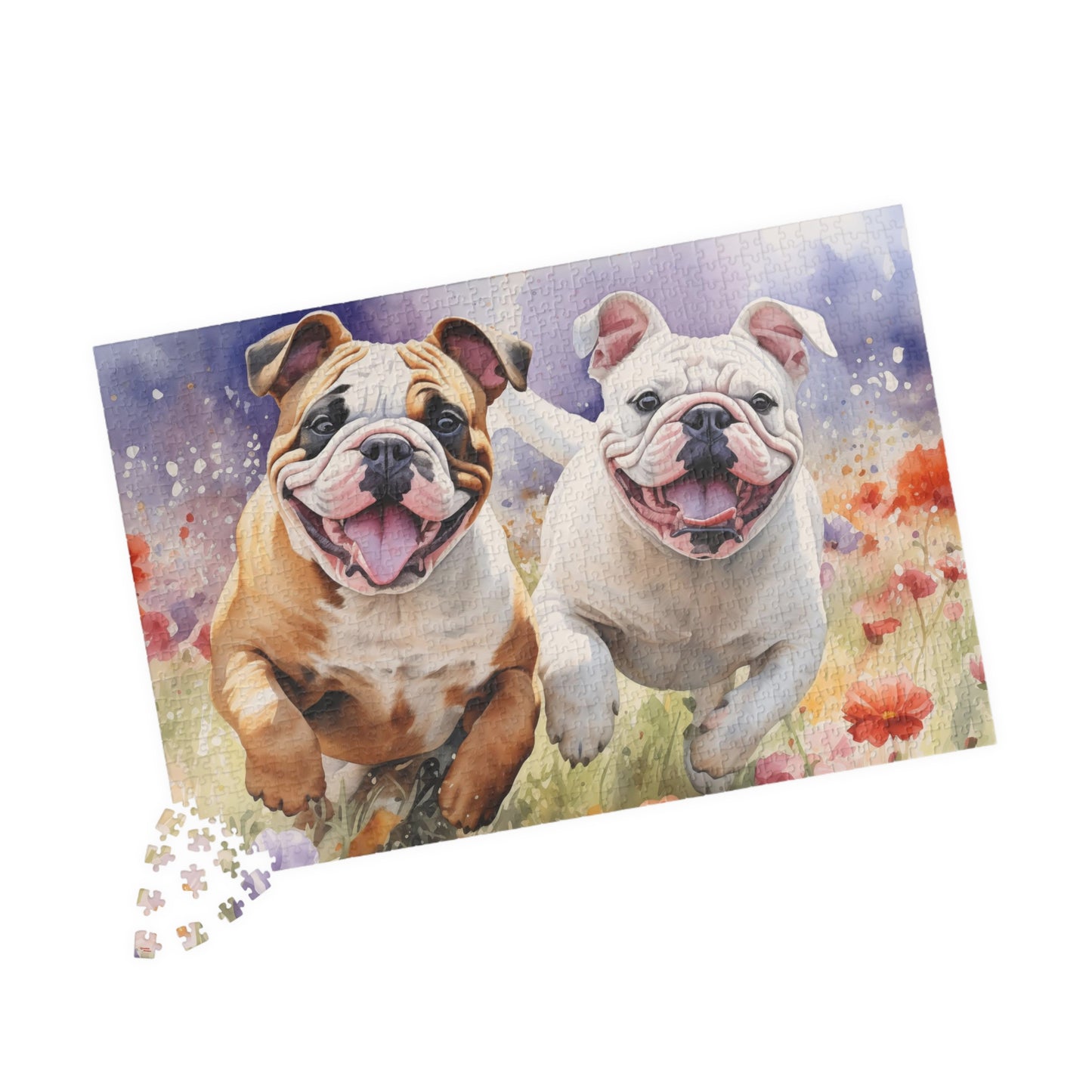 Wildflower Field Running Bulldogs Puzzle — 520/1014-Piece Jigsaw