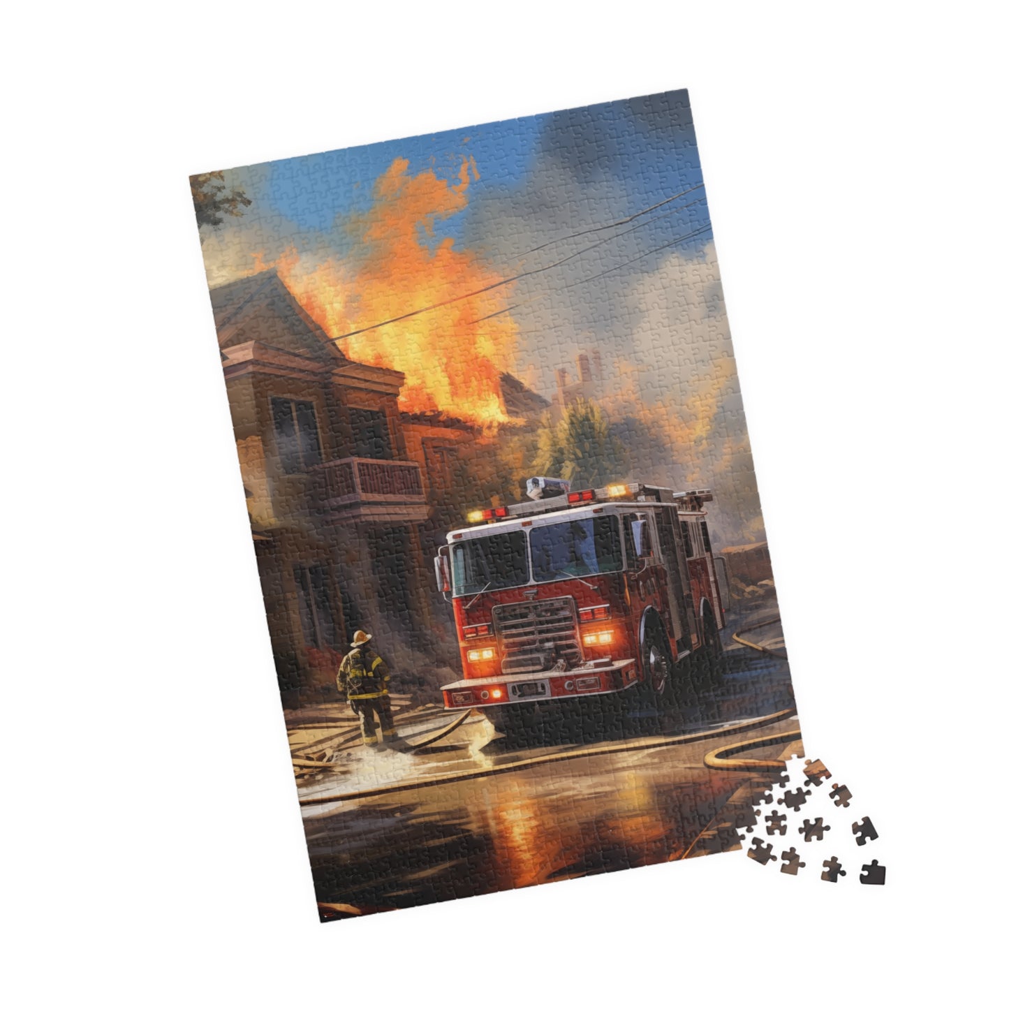 House Fire Fight Puzzle (110, 252, 500, 1014-piece) Firefighters Fireman Firemen Fighter America's Bravest First Responder Hero Heros