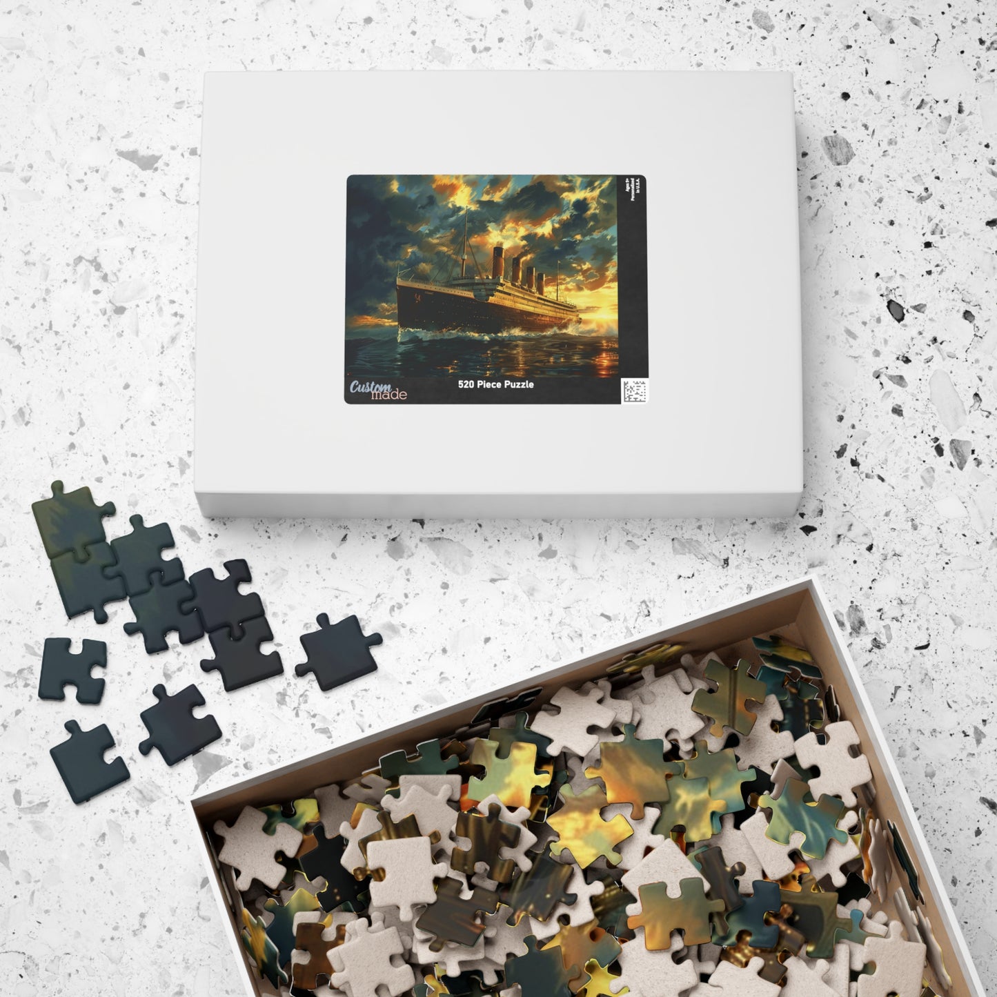 RMS Titanic at Sunset Puzzle (110, 252, 520, 1014-piece) Large Ship Beautiful Scenery Ocean Sea Cruise Maiden Voyage 1000 500 Jig Saw