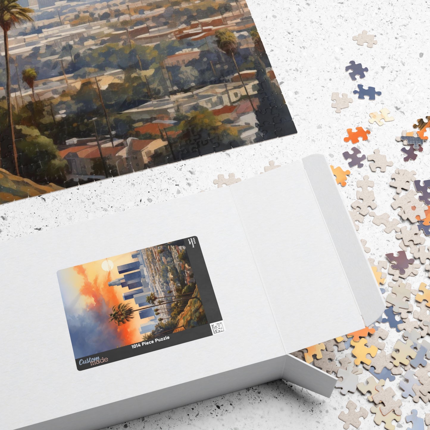 Los Angeles Watercolor Puzzle — Scenic City Map Jigsaw (110–1014 pcs)