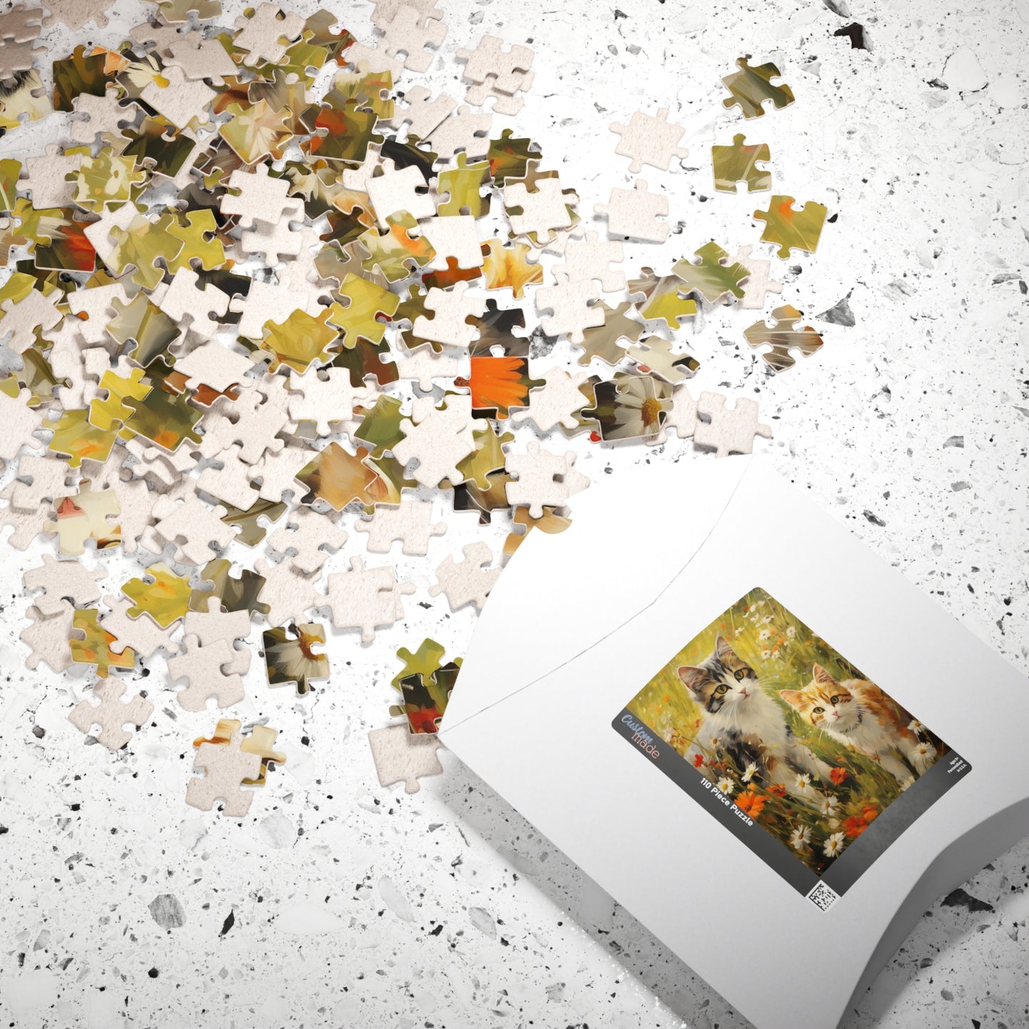 Cats in Wildflowers Jigsaw Puzzle — 110/252/520/1014-Piece Cat Flower Puzzle