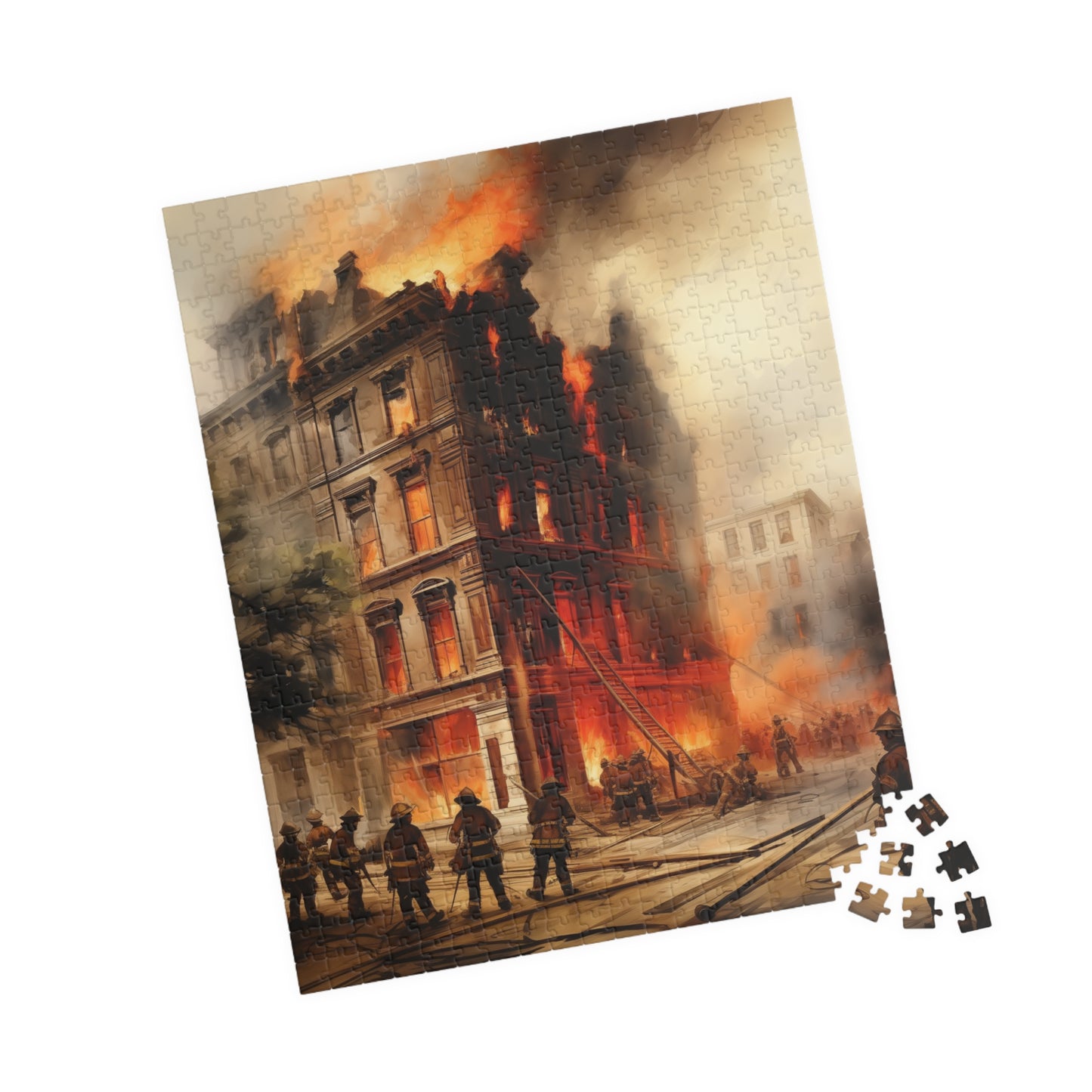 Downtown Fire Puzzle (110, 252, 520, 1014-piece) Firefighters Fireman Firemen Service Station Jig Saw Tabletop Games Adults Teens Hobbies