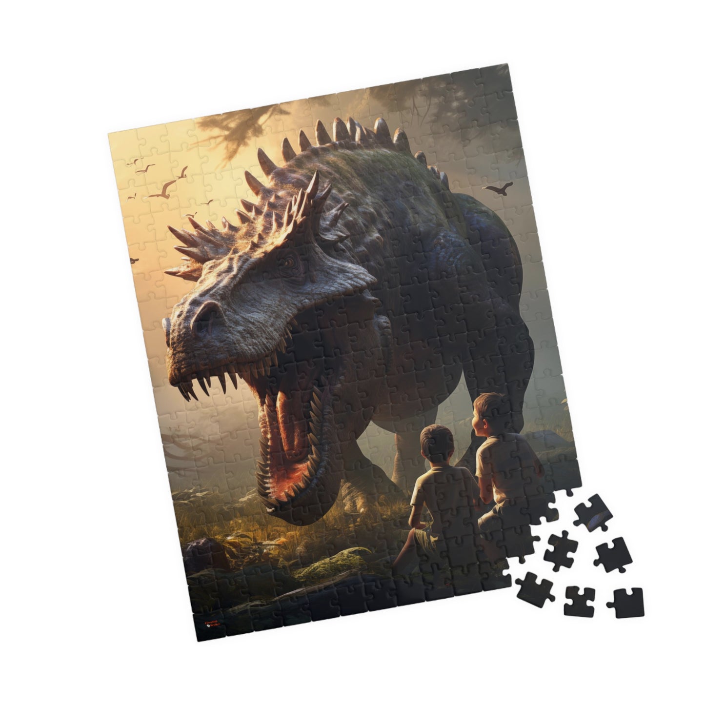 Boys and Dinosaur Play Puzzle (110, 252, 500, 1014-piece) Jigsaw Fun Indoor Challenge Kids Teens Youth Adults together family ideas games