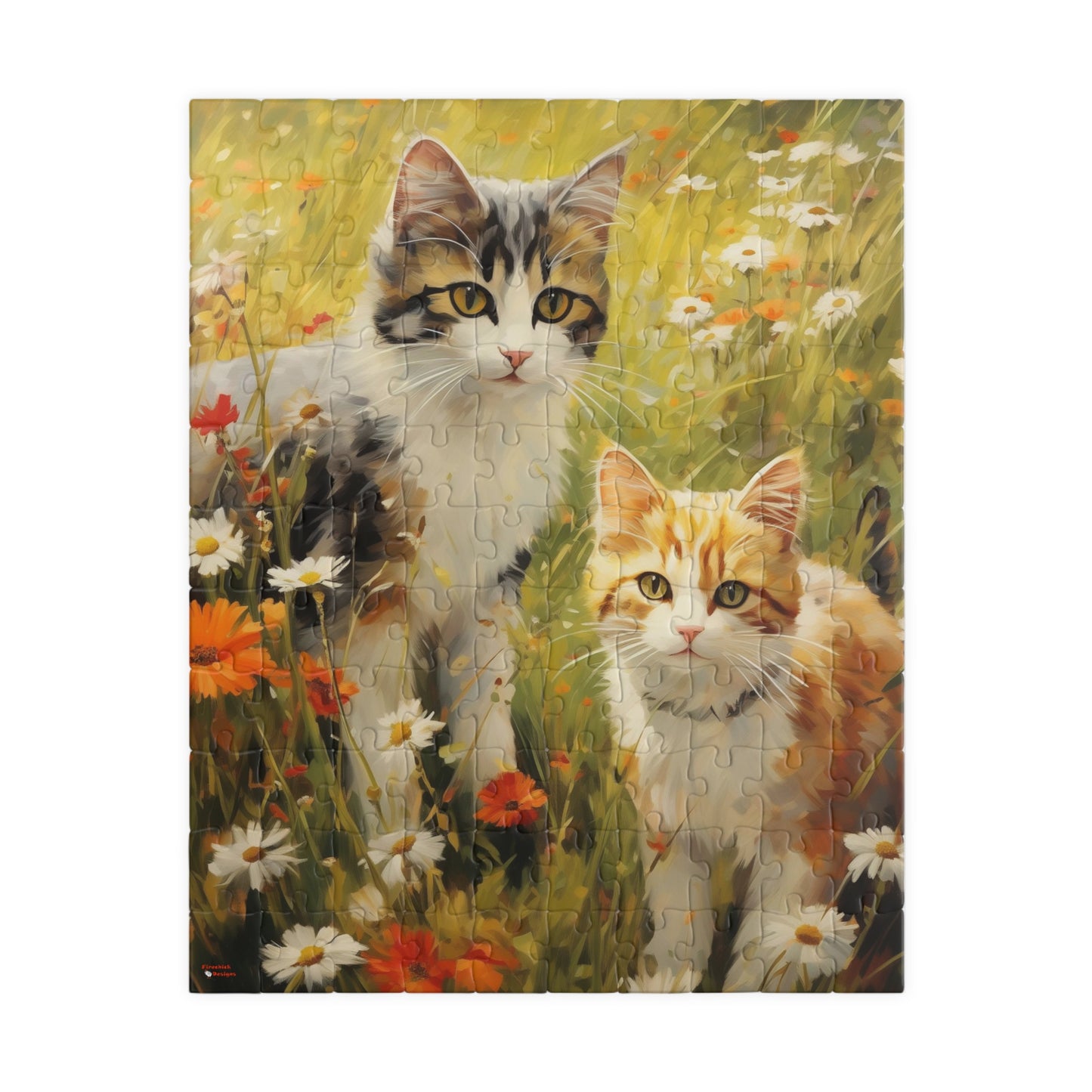 Cats in Wildflowers Jigsaw Puzzle — 110/252/520/1014-Piece Cat Flower Puzzle
