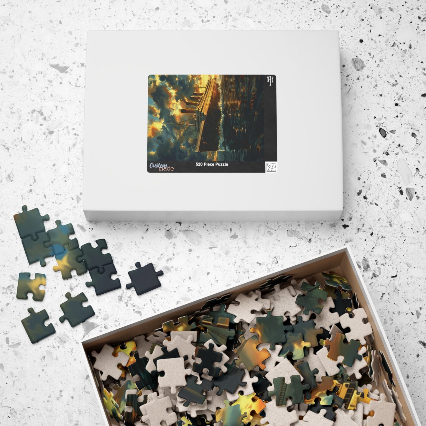 RMS Titanic at Sunset Puzzle (110, 252, 520, 1014-piece) Large Ship Beautiful Scenery Ocean Sea Cruise Maiden Voyage 1000 500 Jig Saw