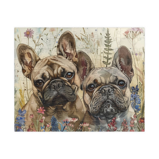 French Bulldog Pups in Wildflowers Puzzle — 110/252/520/1014-Piece
