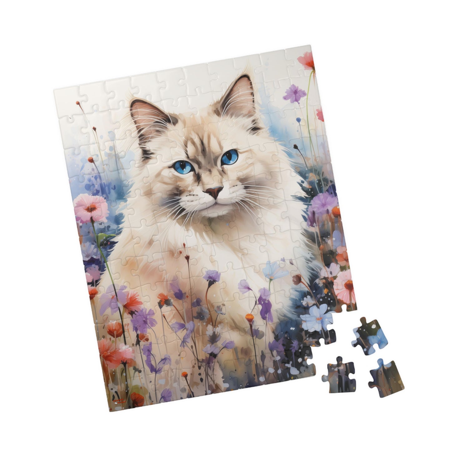 Ragdoll Cat in Wildflowers Puzzle — 110/252/520/1014‑Piece Jigsaw